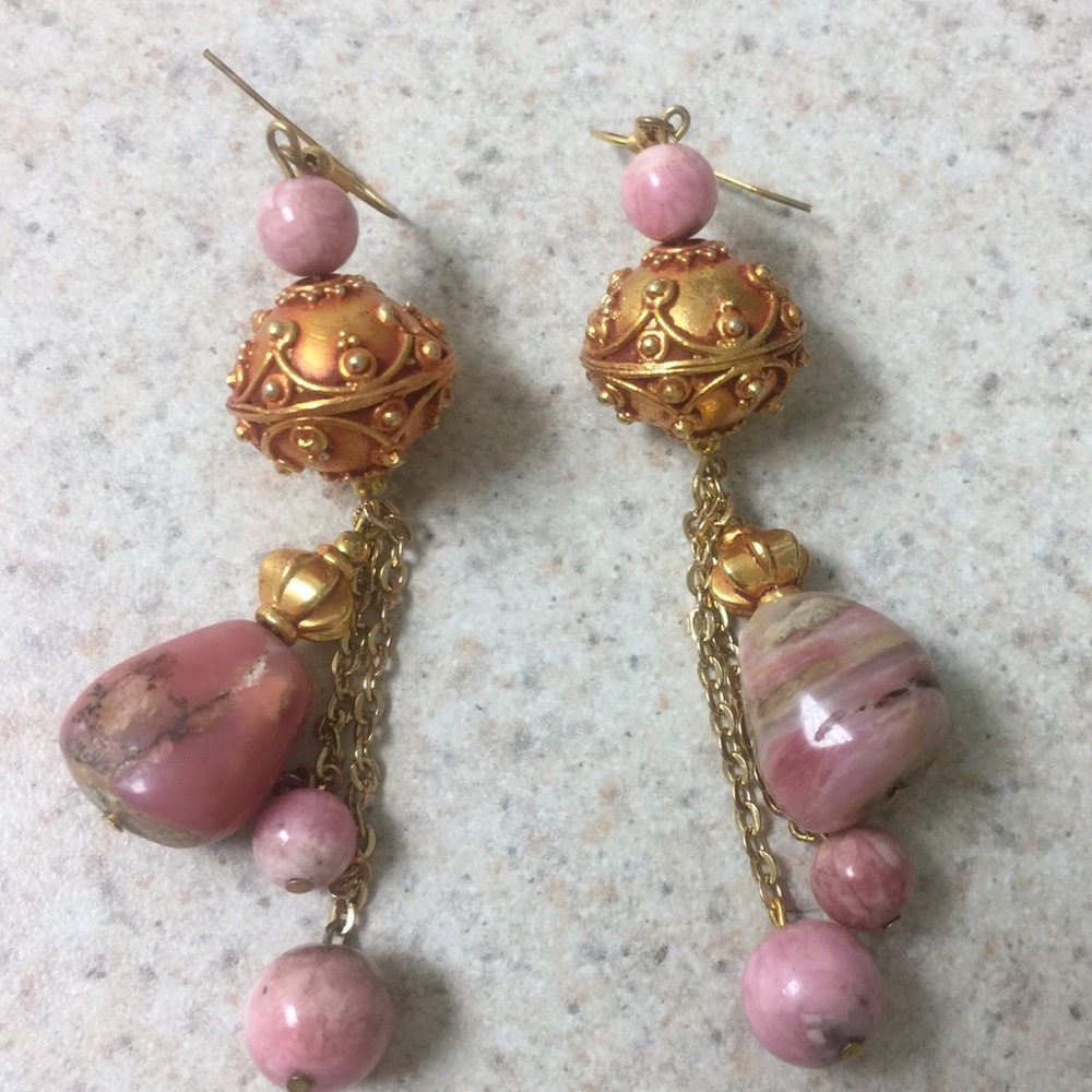 Rhodochrosite dangle earrings